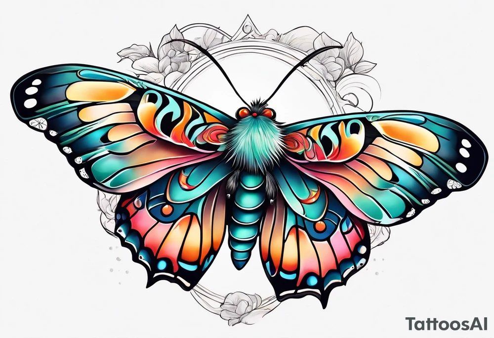 Bubbles moth branch tattoo idea