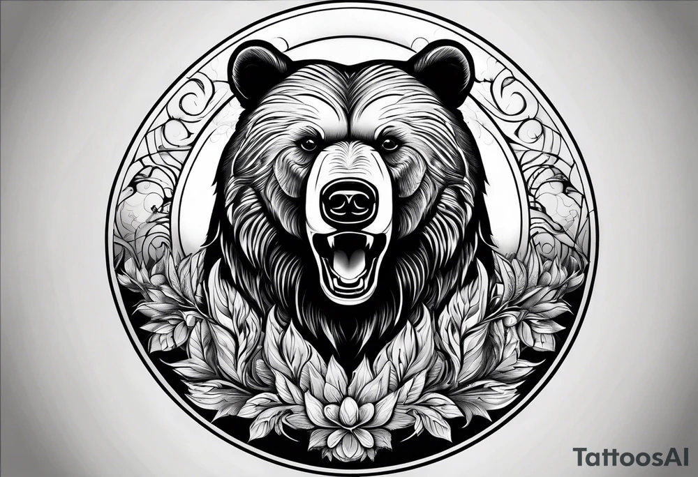 Bear inside a circle tattoo idea