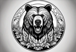 Bear inside a circle tattoo idea
