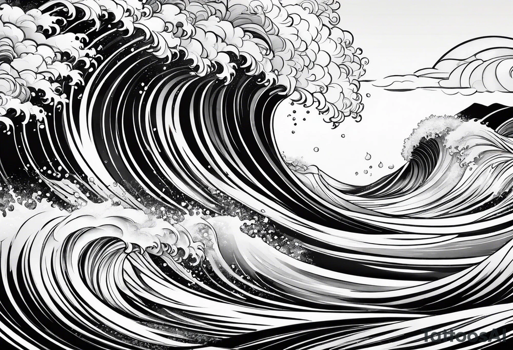 Waves background tattoo idea
