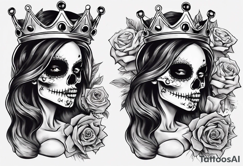 santa la muerta with money and crown
on the card tattoo idea
