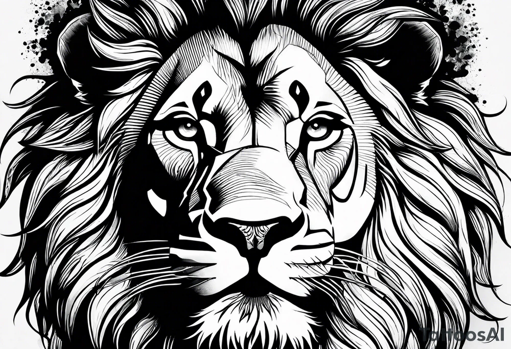lion blind in one eye tattoo idea