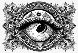 Eye, moon and sun tattoo idea