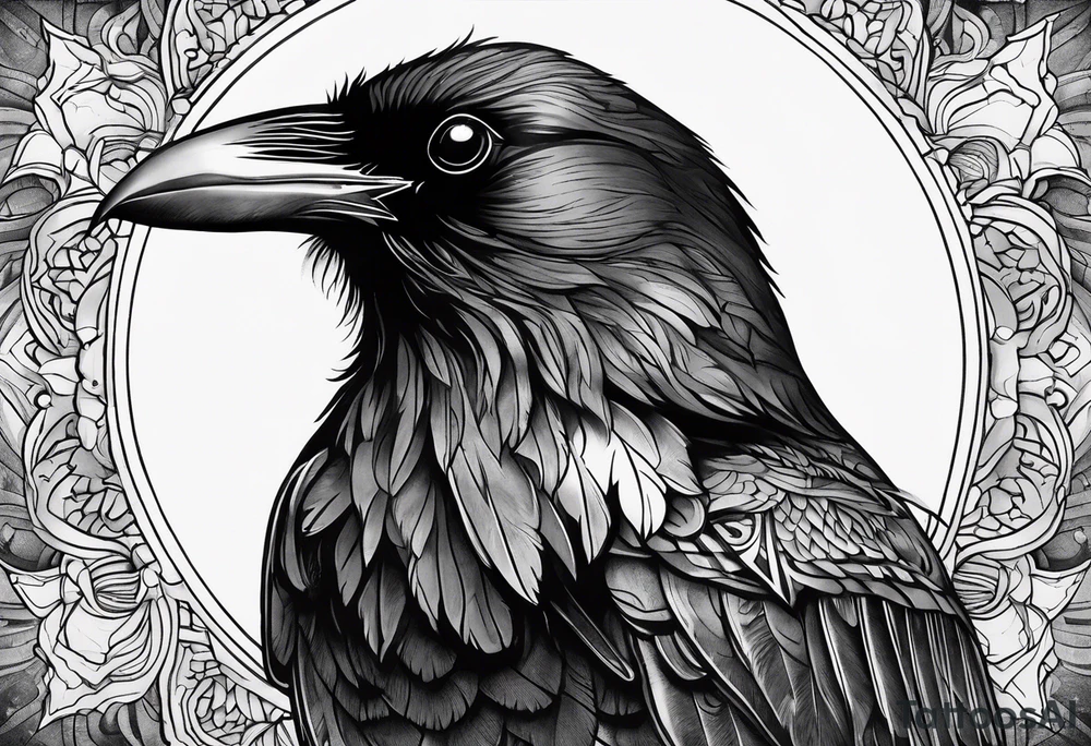 raven head tattoo idea