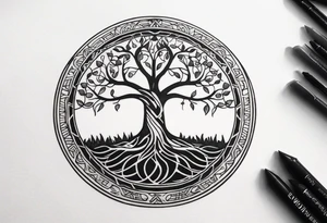 Circular tree of life, incorporating three letter D's tattoo idea