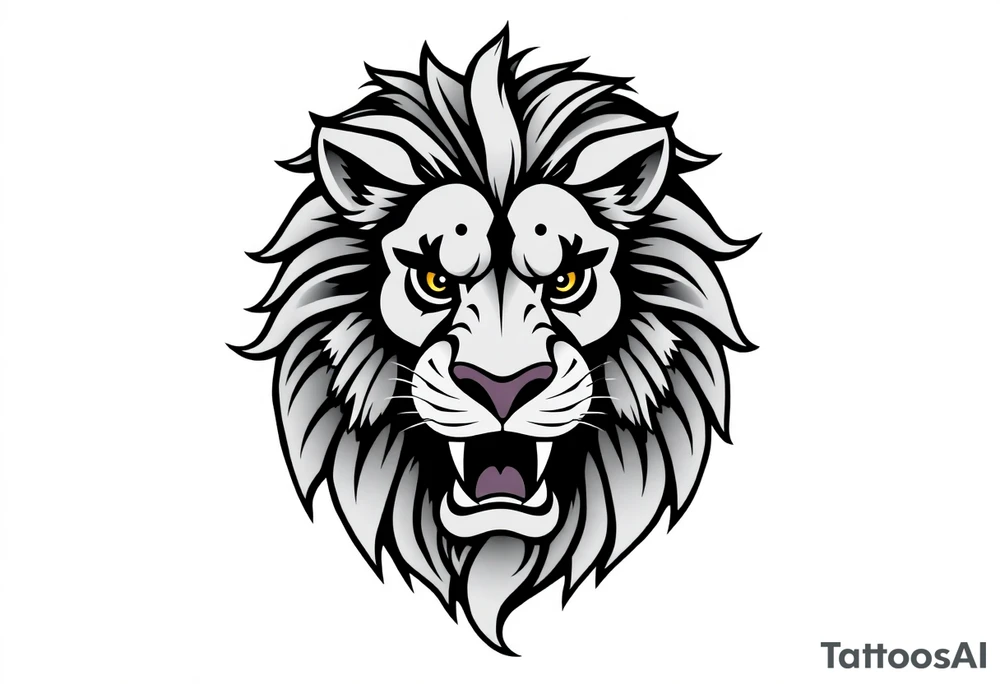 powerful majestic lion, close-up tattoo idea