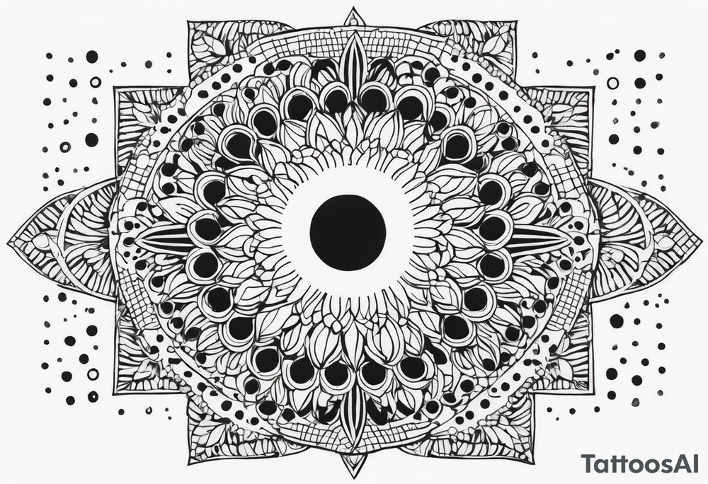 simple sunshine shape made of dots tattoo idea