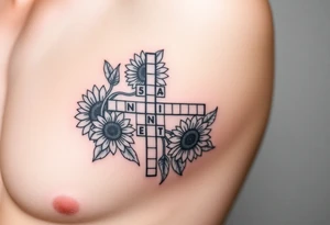 Crossword puzzle with sunflowers tattoo idea