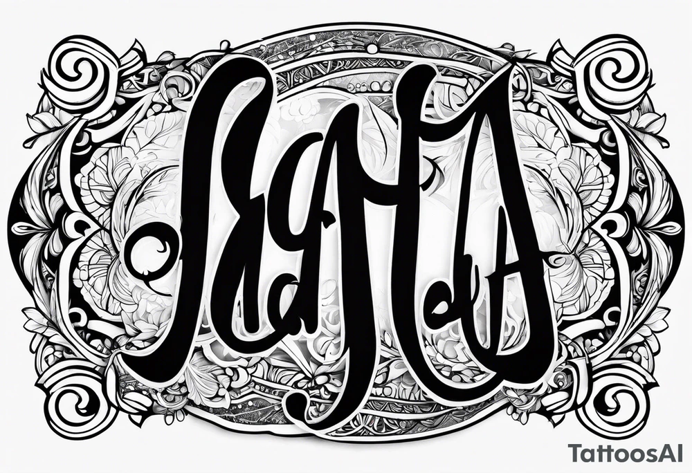 The name "saanu" in a fancy font for the forearm tattoo idea