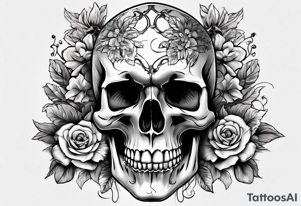 extreme joint pain breaking through skin on arm skull no flowers tattoo idea