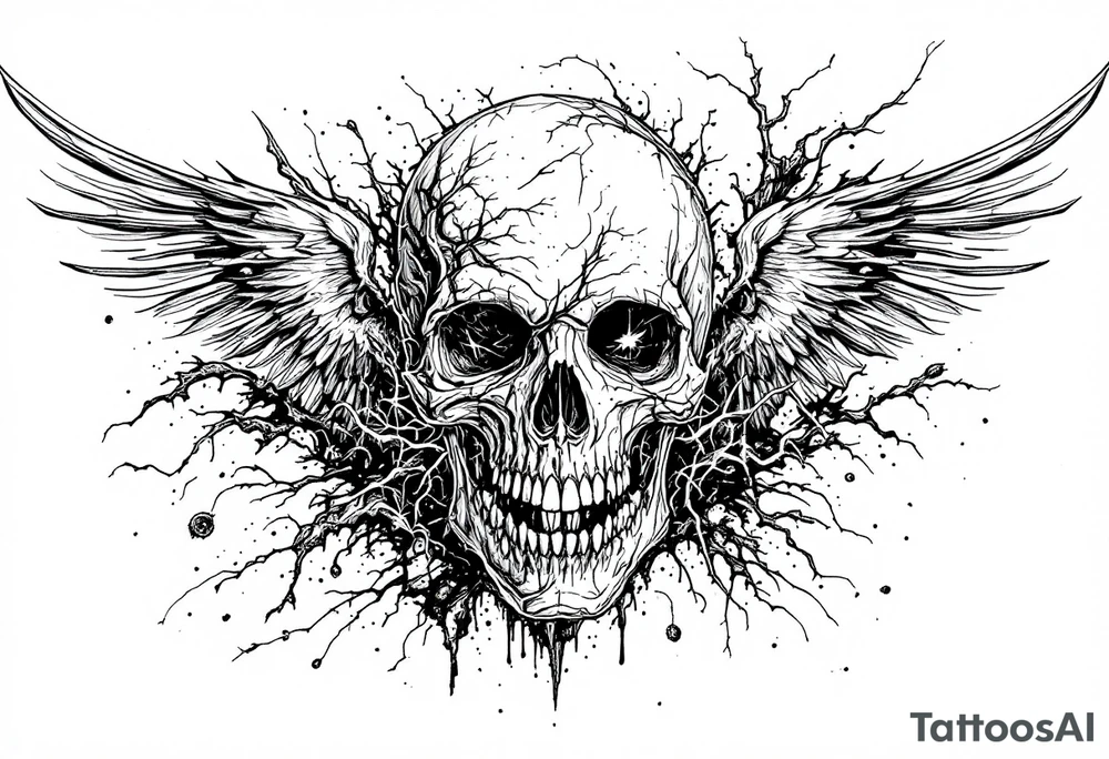 Create a horror themed sleeve tattoo in a realism style black and grey. tattoo idea