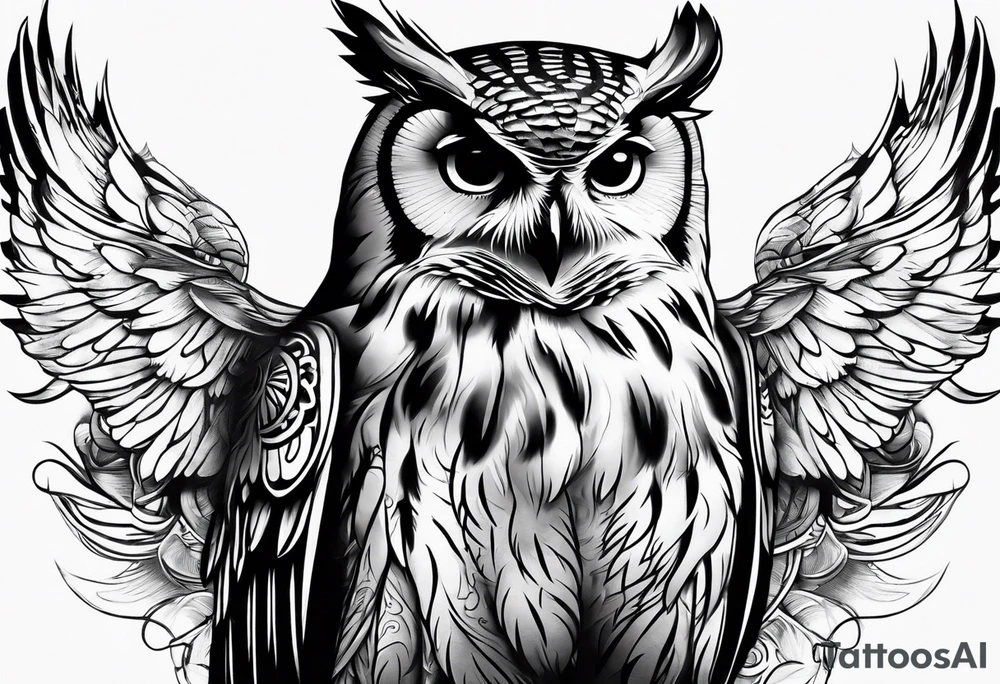 owl dressed up as a ghost tattoo idea