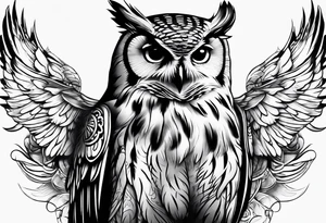 owl dressed up as a ghost tattoo idea