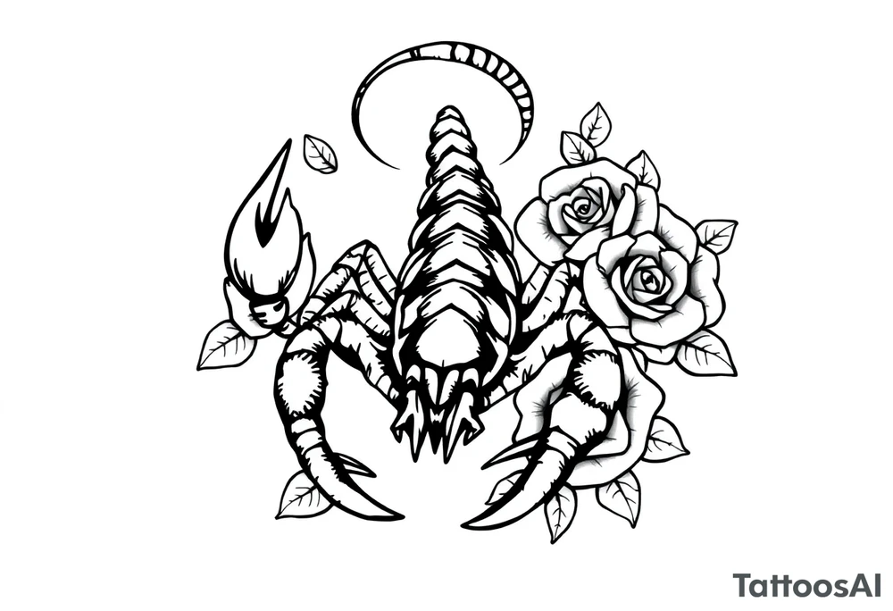 Scorpion with roses tattoo idea