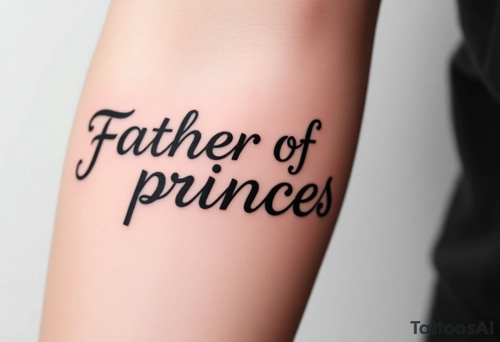 Father of the princess text on arm tattoo idea