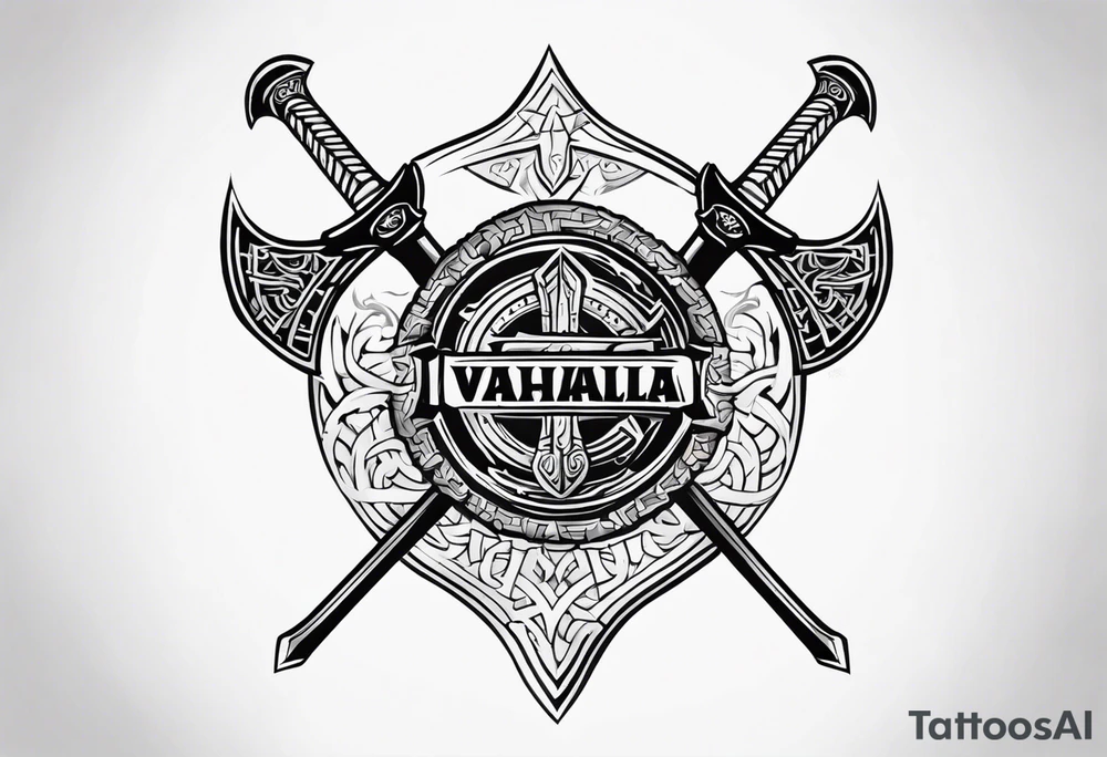 Valhalla viking shield axe sword warrior tattoo idea