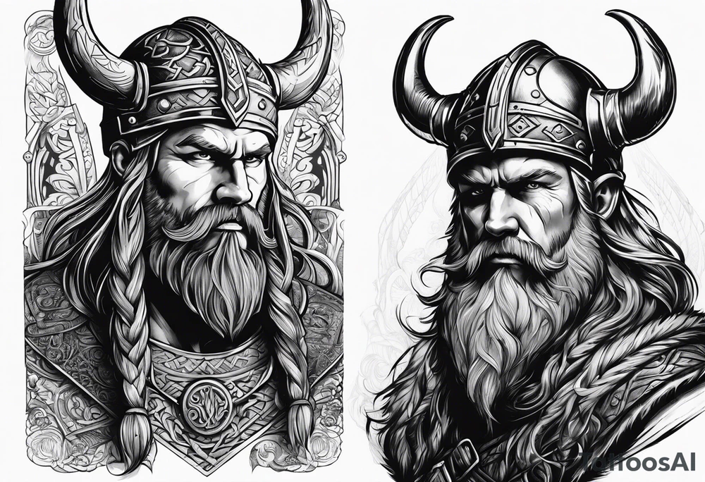 The Viking is standing in front of the staircase that leads to the gate to the valhalla. tattoo idea
