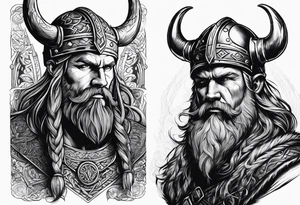 The Viking is standing in front of the staircase that leads to the gate to the valhalla. tattoo idea