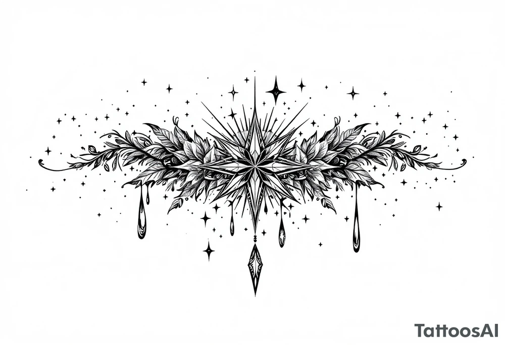 Small stars and tears background tattoo idea