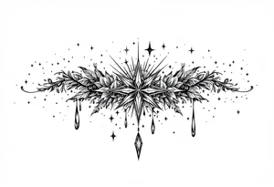 Small stars and tears background tattoo idea