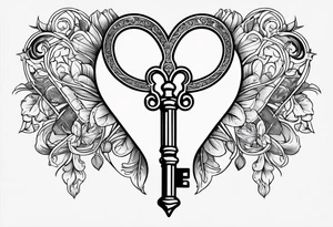 Heart shaped antique key tattoo idea