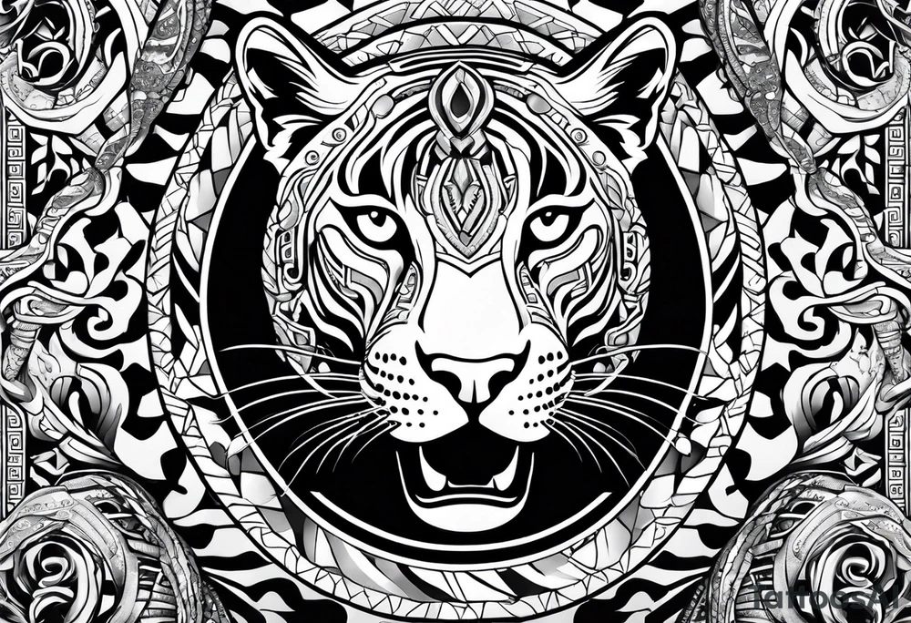 aztec black jaguar with snake tattoo idea