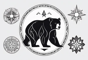 strength, small, nuanced, bear, elegant, armenian, sun, lenghty tattoo idea