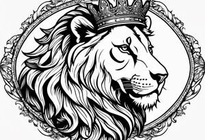 Write in text “Chattha” in cursive font whilst blending it in with some nice shading as a big forearm tattoo adding a lion with a crown tattoo idea