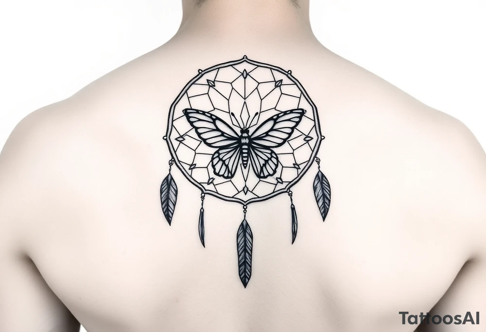 Small Simple dream catcher with butterfly in center tattoo idea