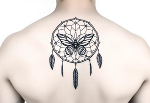 Small Simple dream catcher with butterfly in center tattoo idea