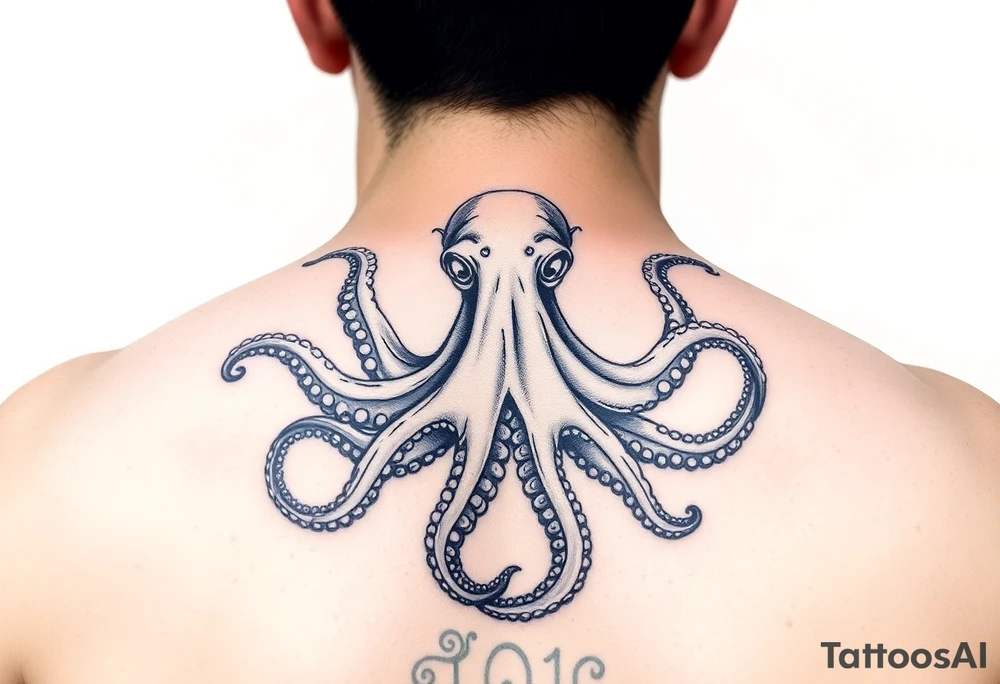 Octopus with sea background tattoo idea