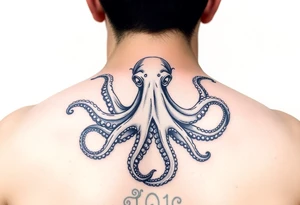 Octopus with sea background tattoo idea