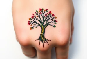 Vibrant tree of life Jamaican and Irish colours tattoo idea