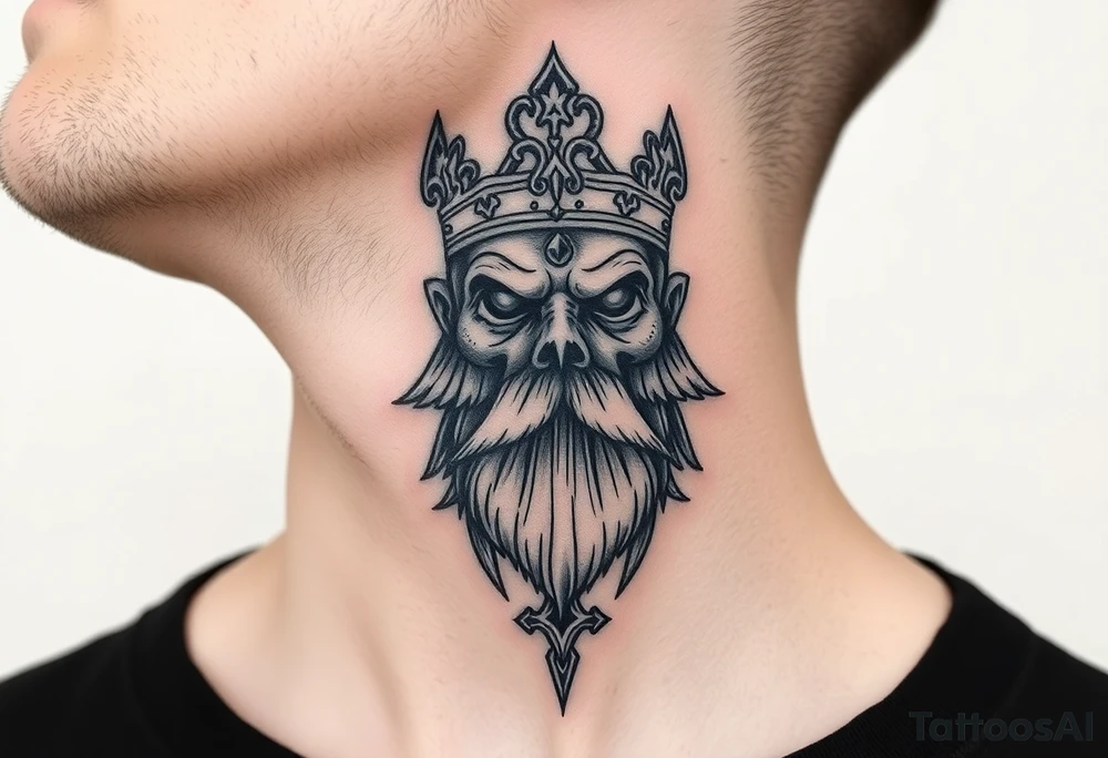 patriarch kiril head on the front of neck but in a way where it wont age poorly tattoo idea