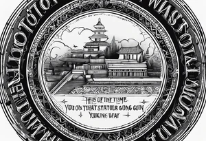 Circle of text on rhe hand with the tezt of dont waste tour time looking back youre not going that way tattoo idea