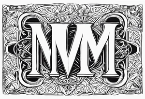 Draw the initials M.H. M.E.  accompanied by the writing simul in aeternum tattoo idea
