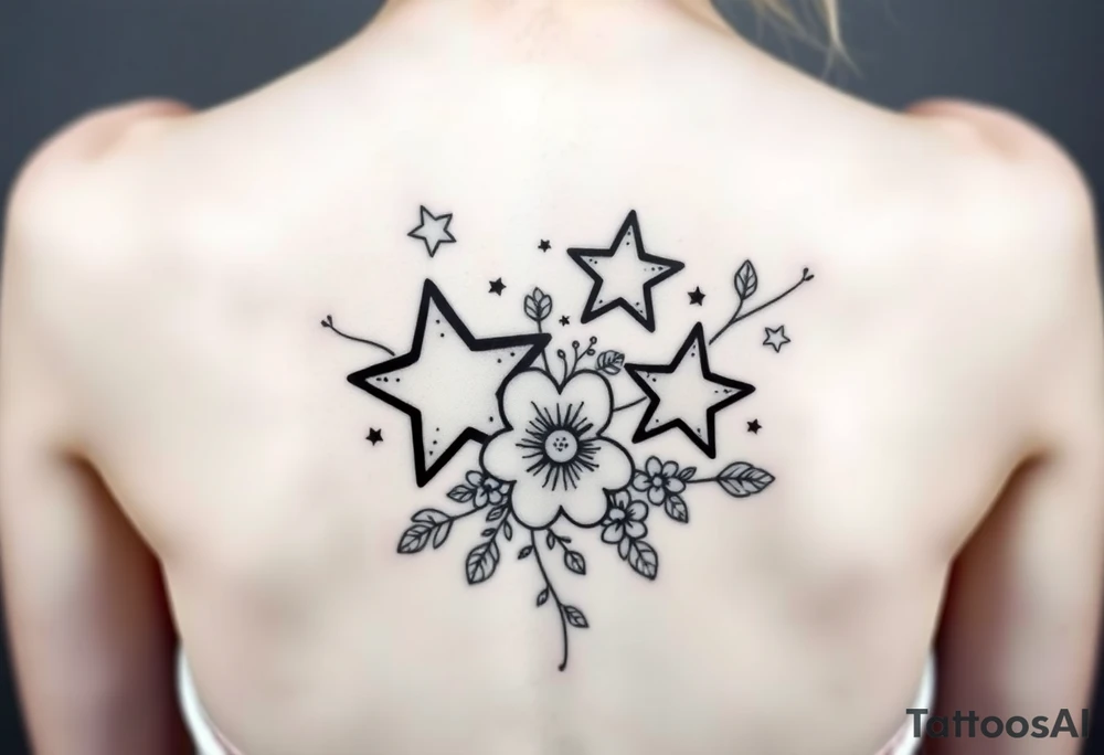 Stars with vine for forearm add flowers tattoo idea