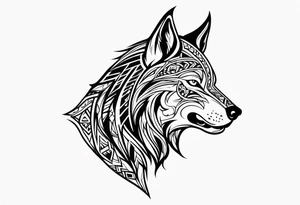 Side view Angry tribal  wolf tattoo idea