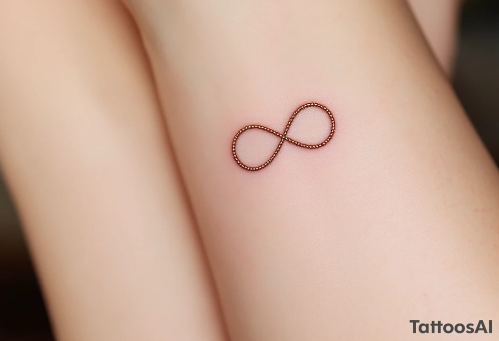 Three different infinity symbols in gold, silver, and rose gold, each person (three) has its own tattoo idea