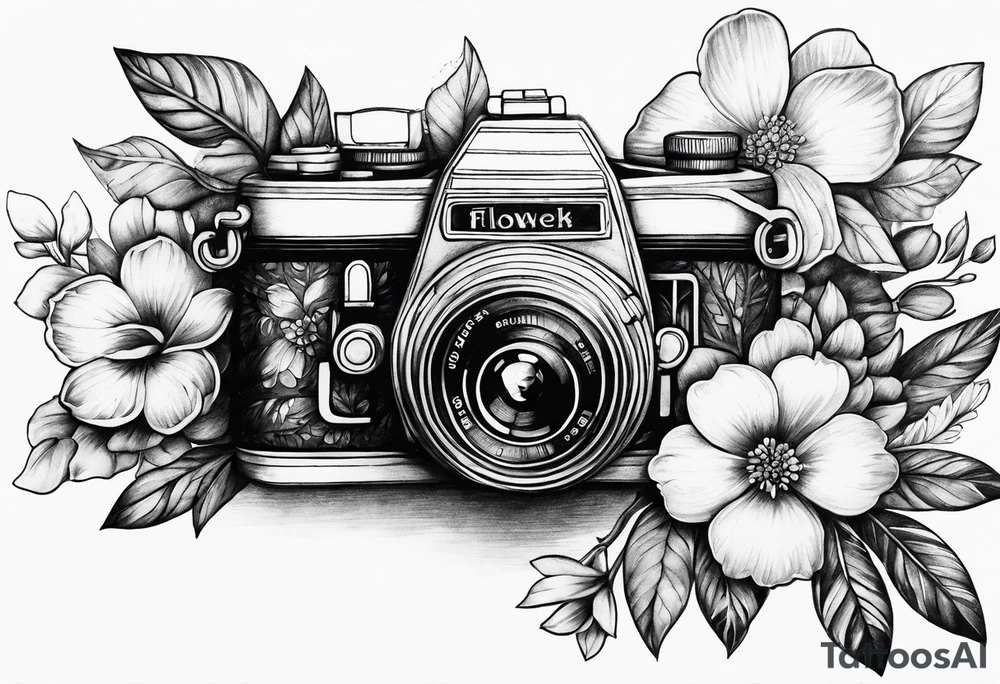 Flower, camera, book tattoo idea