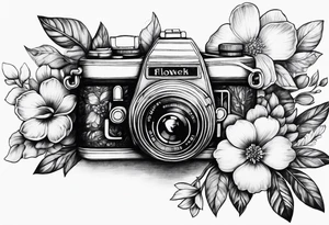 Flower, camera, book tattoo idea