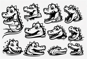 cute sad cartoon crocodile crying tattoo idea