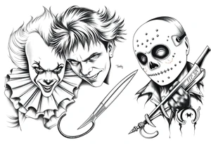 Pennywise, Freddy Krueger, Michael Meyers, jason voorhees, and chucky tattoo idea