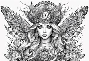 Most beautiful petite golden haired girl getting beamed down to earth from the mother ship tattoo idea