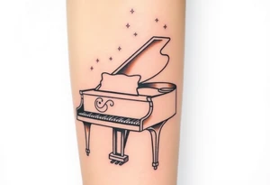 grand piano under the stars swirl treble tattoo idea
