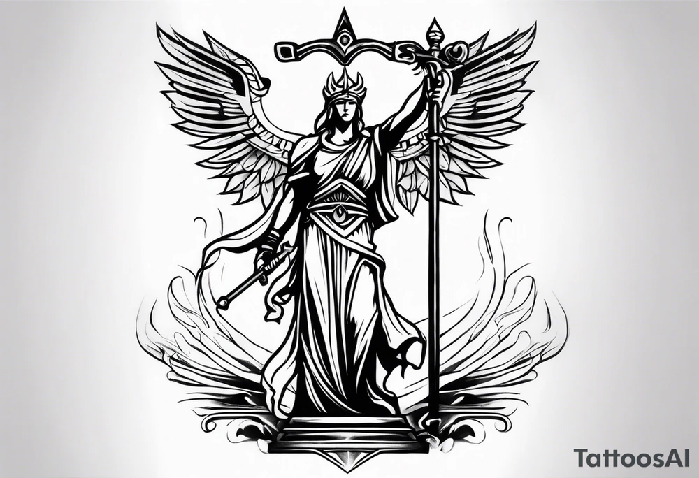 Forearm tattoo god of justice tattoo idea
