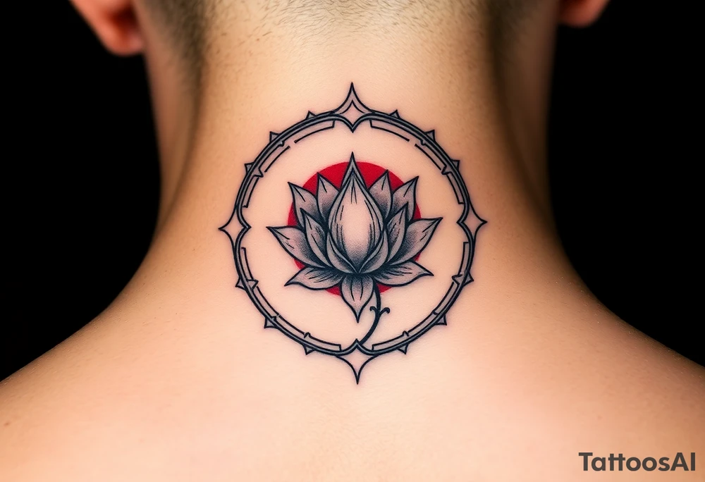Eternity in red with lotus japanese tattoo idea