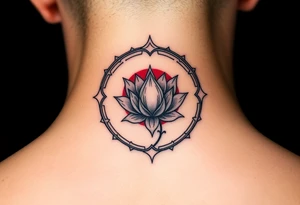Eternity in red with lotus japanese tattoo idea