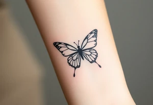 ethereal butterfly with flowing silk ribbons in moonlight tattoo idea