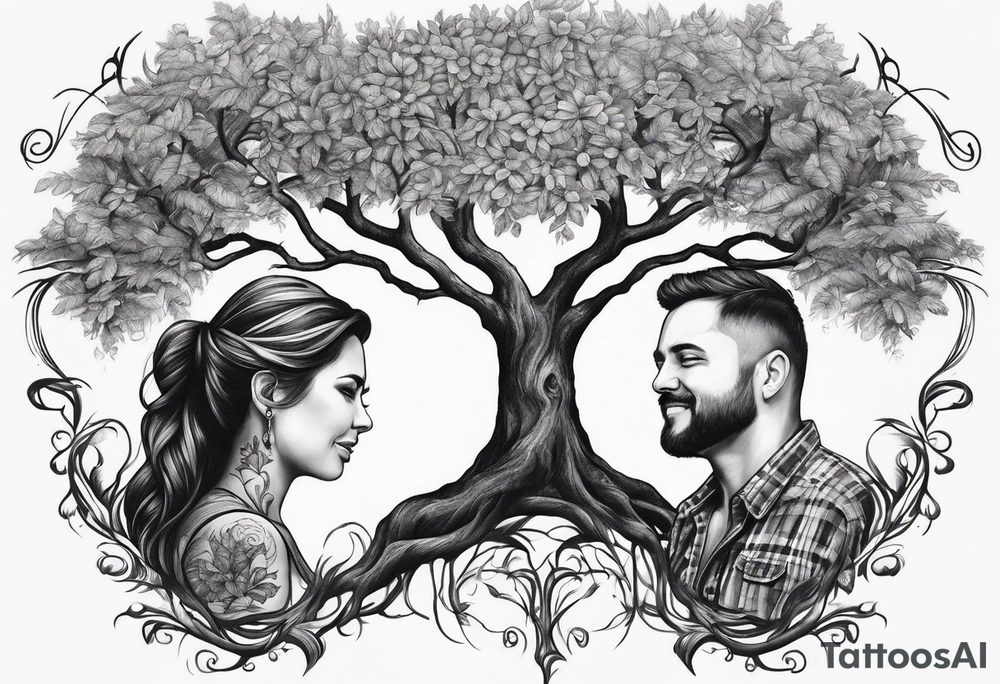 Family tree with mom side and dads side tattoo idea